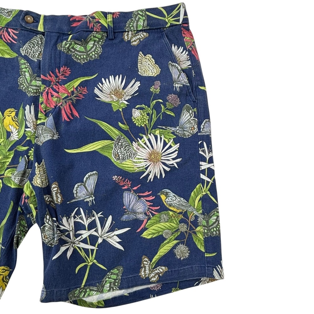 J. McLaughlin Menswear Floral Botanical Print Shorts Size 42‎ Birds Butterflies - Picture 12 of 16